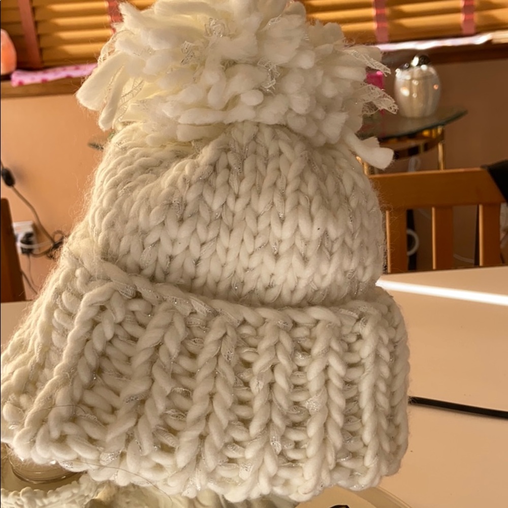 Maurices Stocking hat cream with sparkle.